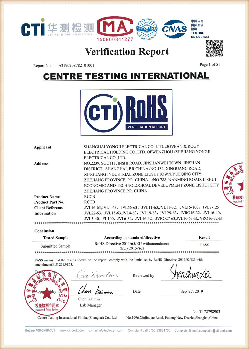 Breaker RoHS Certificate_00